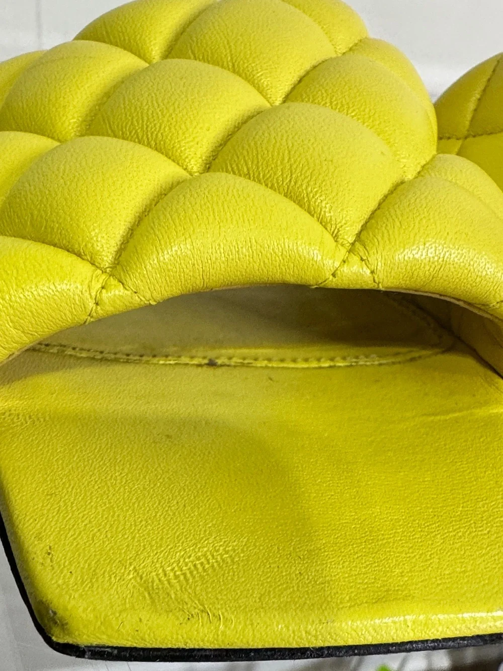 Bottega Veneta Padded Flat Slides Pear Yellow Quilted Leather Sandal EU 37 US 7 - Picture 9 of 16